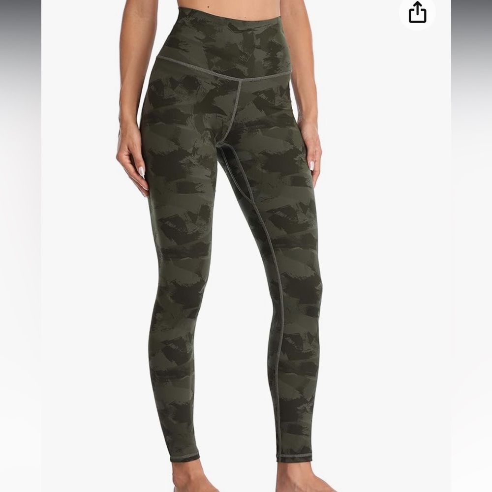 Women's High Waisted Green Tummy Control Workout Leggings Ultra Soft Yoga Pants